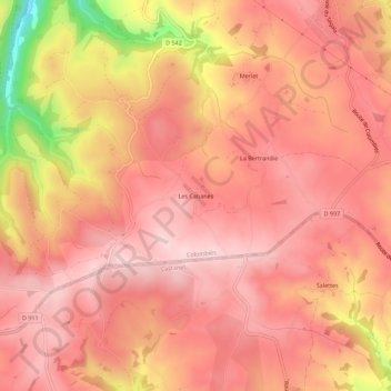 Topografische Karte Les Cabanes, Höhe, Relief