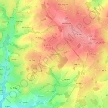 Topografische Karte La Fayolle, Höhe, Relief