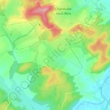 Topografische Karte Mussy l'Évêque, Höhe, Relief