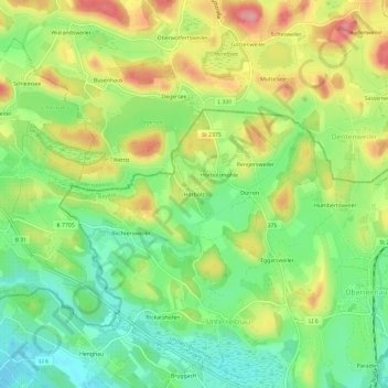 Topografische Karte Hörbolz, Höhe, Relief