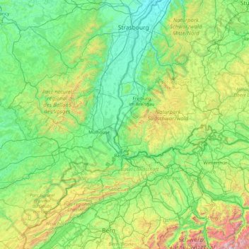 Topografische Karte Markgräflerland, Höhe, Relief