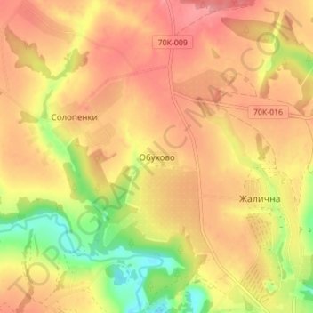 Topografische Karte Обухово, Höhe, Relief