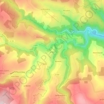 Topografische Karte Le Mut, Höhe, Relief
