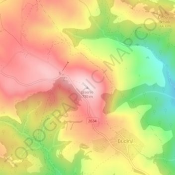 Topografische Karte Jasenie, Höhe, Relief