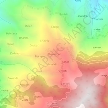 Topografische Karte Thanadhar, Höhe, Relief