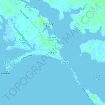 Topografische Karte Piney Point, Höhe, Relief