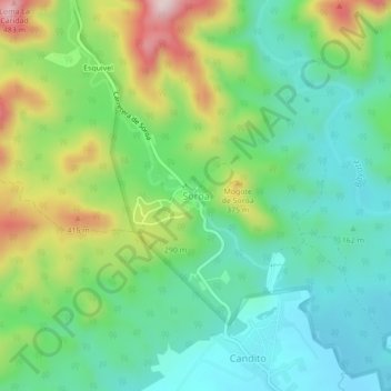 Topografische Karte Soroa, Höhe, Relief