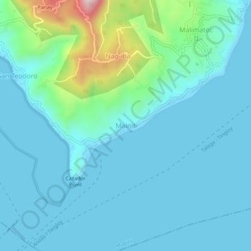 Topografische Karte Mainit, Höhe, Relief