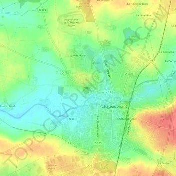 Topografische Karte Béré, Höhe, Relief