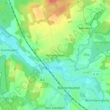 Topografische Karte Hohenbostel, Höhe, Relief