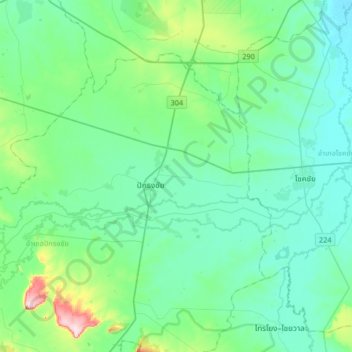 Topografische Karte Pak Thong Chai, Höhe, Relief