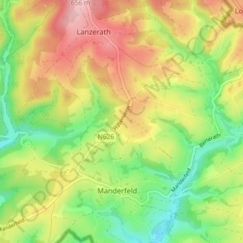 Topografische Karte Hasenvenn, Höhe, Relief