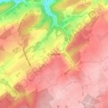 Topografische Karte Coutisse, Höhe, Relief