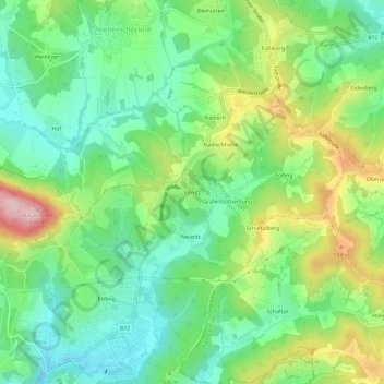 Topografische Karte Eisnitz, Höhe, Relief
