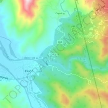 Topografische Karte Cares, Höhe, Relief