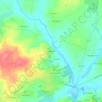 Topografische Karte Stang Dour, Höhe, Relief