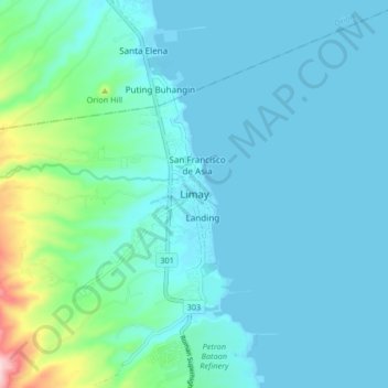 Topografische Karte Limay, Höhe, Relief