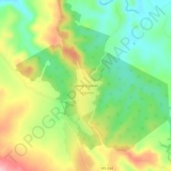 Topografische Karte Cidade Zigurats, Höhe, Relief