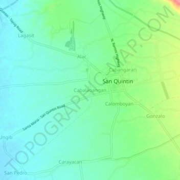 Topografische Karte Cabalaoangan, Höhe, Relief