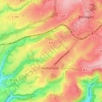 Topografische Karte Mittelpilghausen, Höhe, Relief
