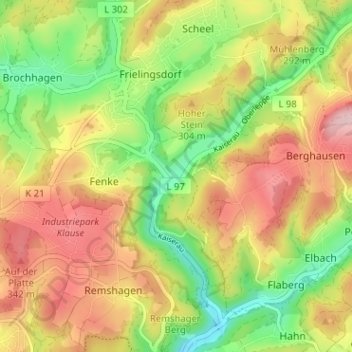Topografische Karte Kaiserau, Höhe, Relief