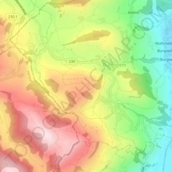 Topografische Karte Muttlenboden, Höhe, Relief