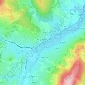 Topografische Karte La Garde, Höhe, Relief