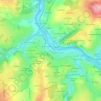 Topografische Karte Les Ressaudis, Höhe, Relief