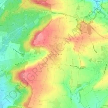 Topografische Karte Hochemmingen, Höhe, Relief