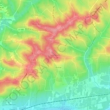 Topografische Karte Jean Redon, Höhe, Relief