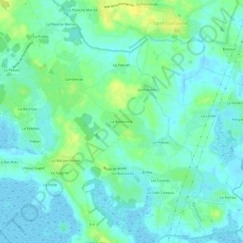 Topografische Karte La Brionnière, Höhe, Relief