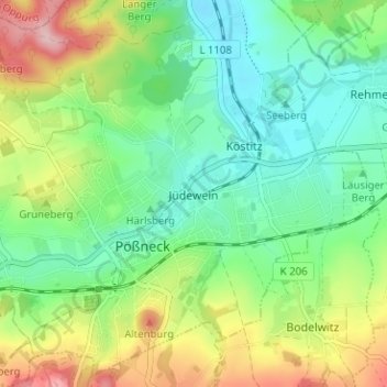 Topografische Karte Jüdewein, Höhe, Relief