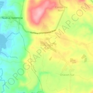 Topografische Karte Concordia Sur, Höhe, Relief