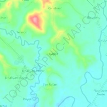 Topografische Karte Nagba, Höhe, Relief