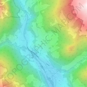 Topografische Karte Mitten, Höhe, Relief