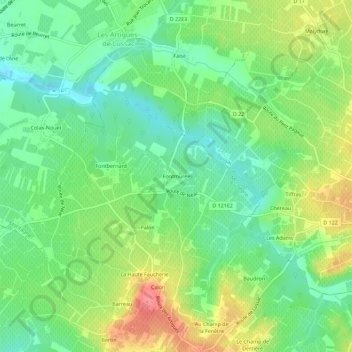 Topografische Karte Fontmurée, Höhe, Relief