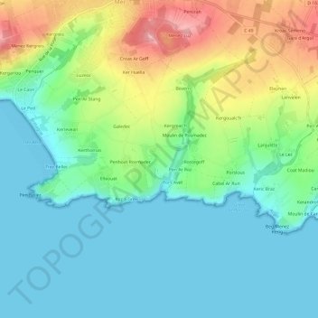 Topografische Karte Rosmadec, Höhe, Relief
