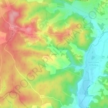 Topografische Karte Soulage, Höhe, Relief