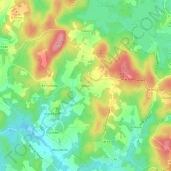 Topografische Karte Nepoux, Höhe, Relief