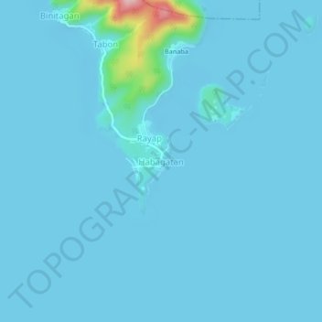 Topografische Karte Habagatan, Höhe, Relief