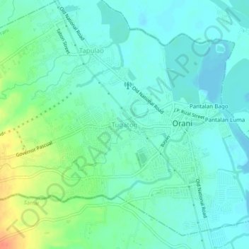 Topografische Karte Tugatog, Höhe, Relief