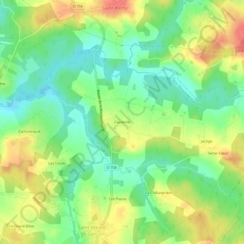 Topografische Karte Cavalerie, Höhe, Relief