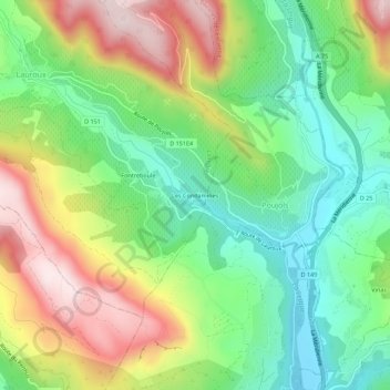 Topografische Karte Les Condamines, Höhe, Relief