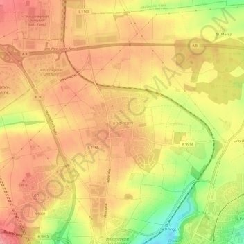 Topografische Karte Jungingen, Höhe, Relief