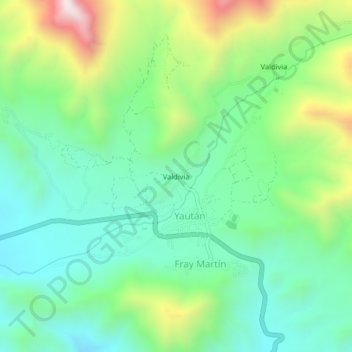 Topografische Karte Valdivia, Höhe, Relief