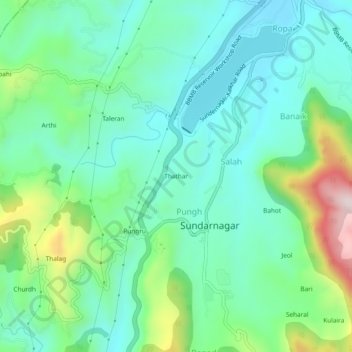 Topografische Karte Thathar, Höhe, Relief