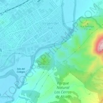 Topografische Karte Los Catalanes, Höhe, Relief
