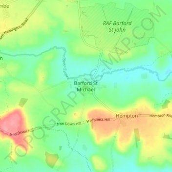 Topografische Karte Barford St Michael, Höhe, Relief