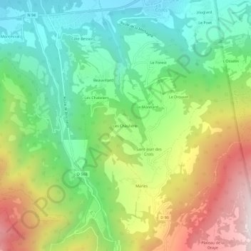 Topografische Karte Les Chaulières, Höhe, Relief