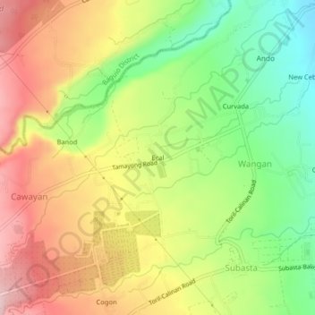 Topografische Karte Ecal, Höhe, Relief